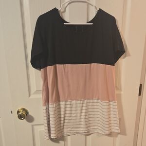 Amazon Essentials Women's Colorblock Top - Black, Pink, and White